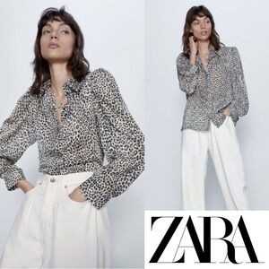Zara Satin Leopard Print Shirt – Chic & Bold Statement Piece